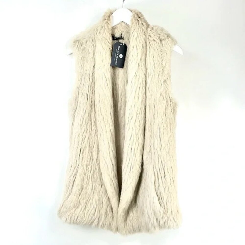 June Putty Rabbit Fur Open-Front Vest